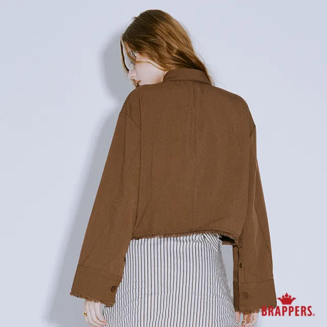 【BRAPPERS】女款 短版流蘇造型襯衫(咖啡)
