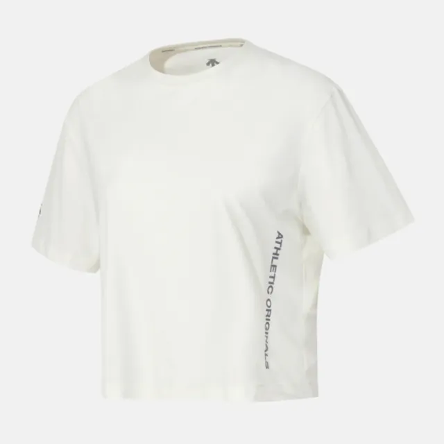 【DESCENTE】短袖上衣 女 短版 WOMENS RUNNING COOL CROP T-SHIRT 米白 SQ322RTS75-IVRY