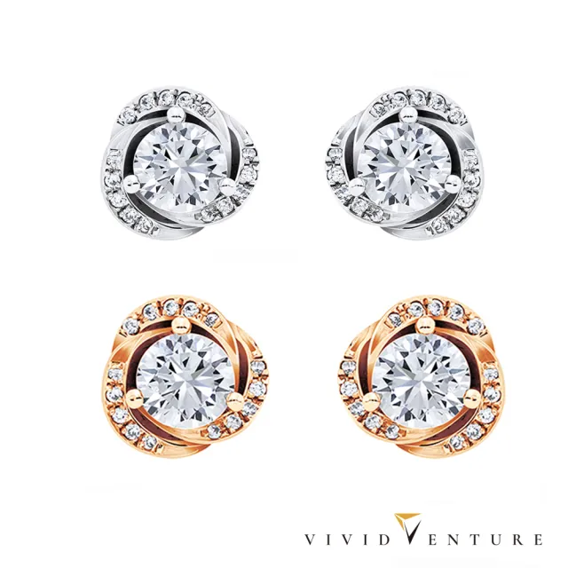 【Vividventure 亞帝芬奇】GIA 60分 FVS2 3EX 八心八箭 天然鑽石 耳環 多色選 圓滿旅程(14K金台+18K金耳針)