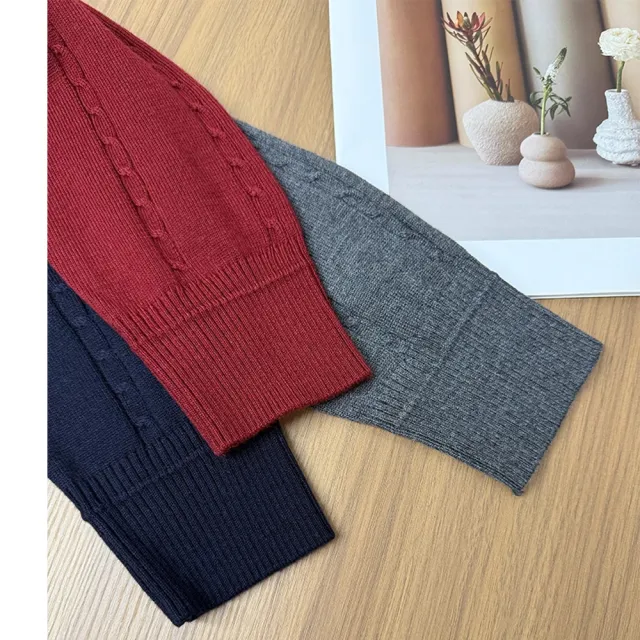 【VERTEX】時尚線條燙鑽翻領雙拉鍊針織上衣-B