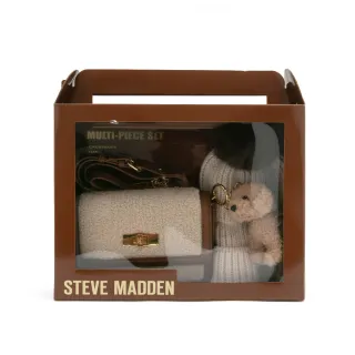【steve madden】毛毛信封包/針織毛帽三件禮盒組(咖啡色)