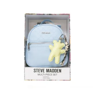【steve madden】童趣雙吊飾/菱格紋後背包禮盒(藍色)