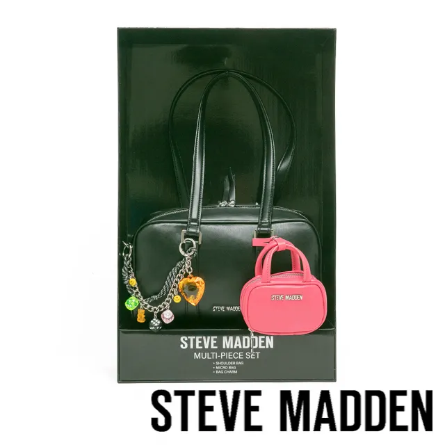 【steve madden】潮流撞色耳機包/法棍肩背包禮盒(黑色)