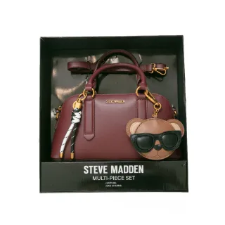 【steve madden】潮流小熊雙吊飾/素面兩用包禮盒(酒紅色)