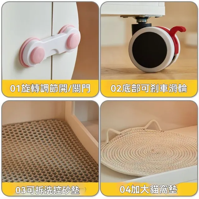 【匠俱】室內雙層貓別墅貓籠子 防水防潮寵物櫃(貓窩 貓屋 貓舍櫃 一室一廳一衛)