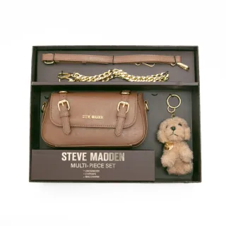 【steve madden】雙扣帶造型小包/毛絨狗狗吊飾禮盒(棕色)