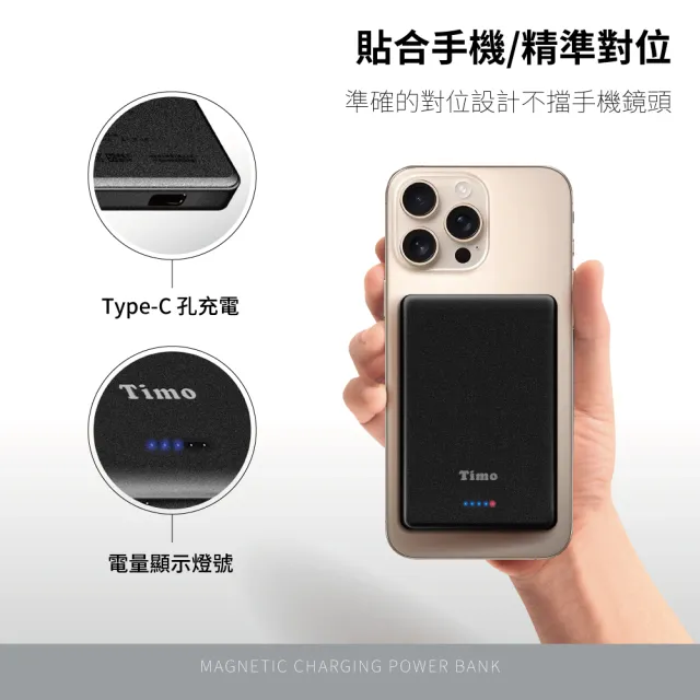 【Timo】手錶磁吸三合一鳥羽無線行動電源 10000mAh (HQ-PW002/MagSafe)