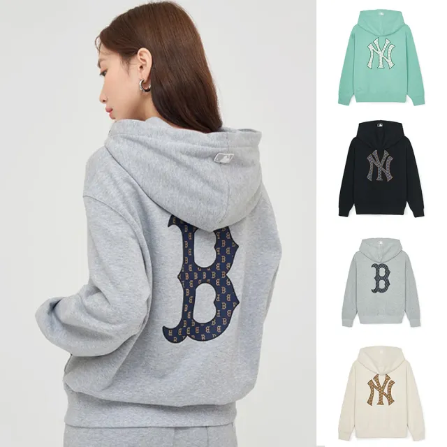 【MLB】連帽上衣 帽T Monogram系列 紅襪/洋基隊(3AHDM0144-多款任選)