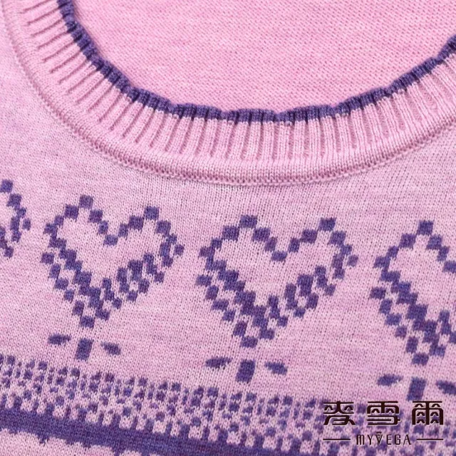 【MYVEGA 麥雪爾】羊毛愛心條紋針織上衣-淺紫
