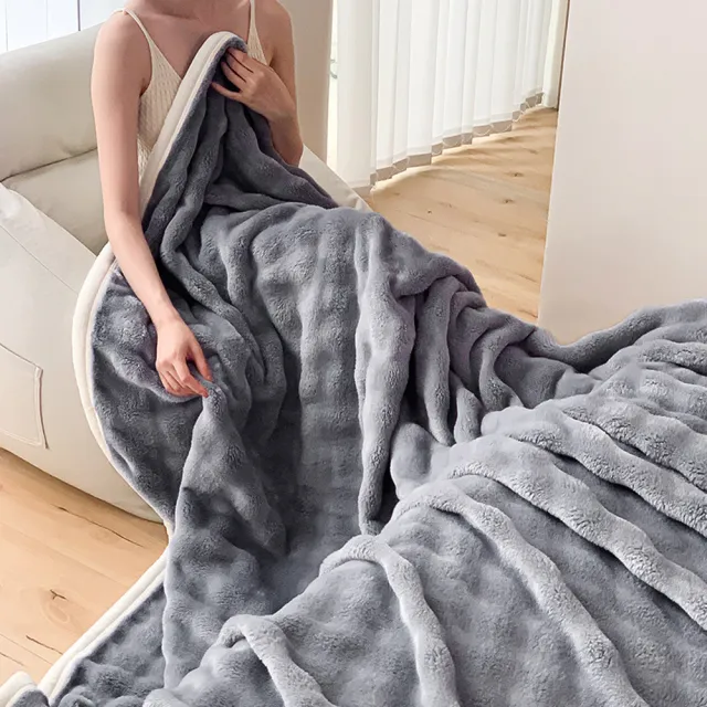 【ALAI 寢飾工場】托斯卡泡泡兔絨毛毯 150 x 200cm(1入 多色任選 保暖被/冬被/毛毯/毯子)