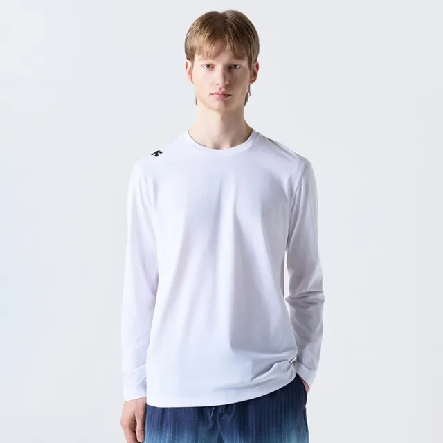 【DESCENTE】長袖上衣 男 快排 TOUGH ESSENTIAL LONG SLEEVE 白 SQ323UTL72-WHT0