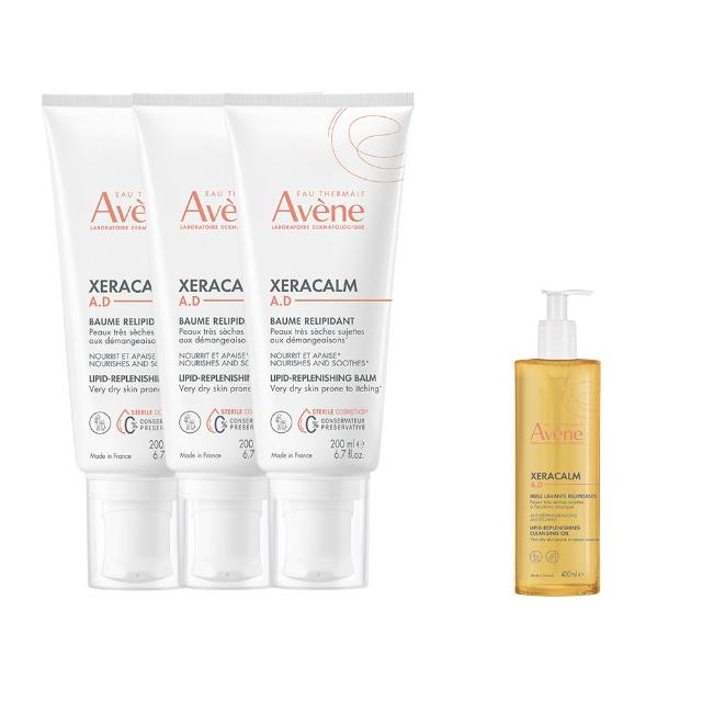 【Avene 雅漾官方直營】舒緩乾癢霜200ml 3入組(一般型/滋潤型 任選)