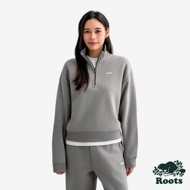 【Roots】Roots女裝- CLOUD HALF ZIP 上衣(鐵灰色)