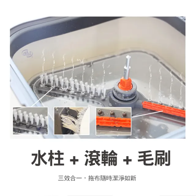 【百鈴】易指神脫手壓旋轉淨汙分離拖把組-1桿1桶5布(拖把/淨汙分離水桶/乾濕分離拖把/平板拖把/居家清潔)