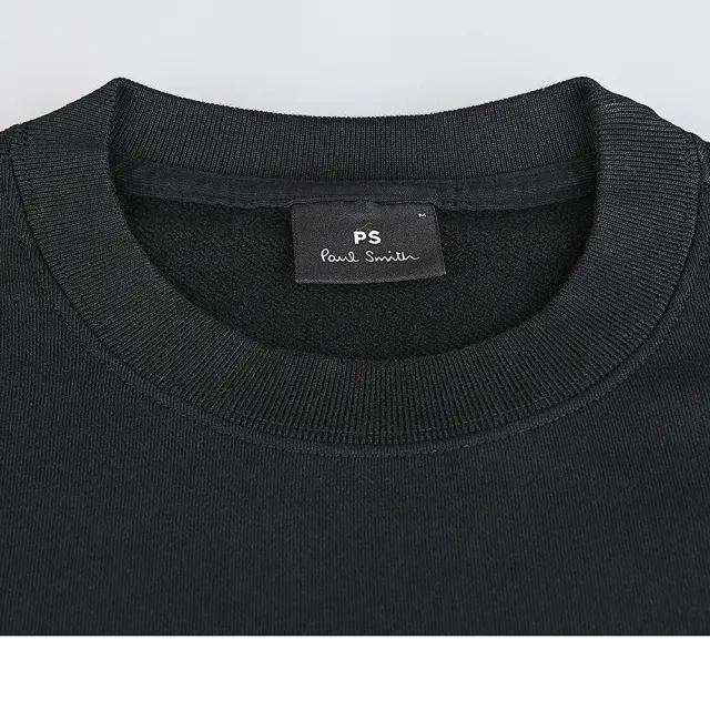 【Paul Smith】PAUL SMITH 泡泡字體LOGO藍綠交錯厚磅有機棉休閒長袖T恤(男款/黑)