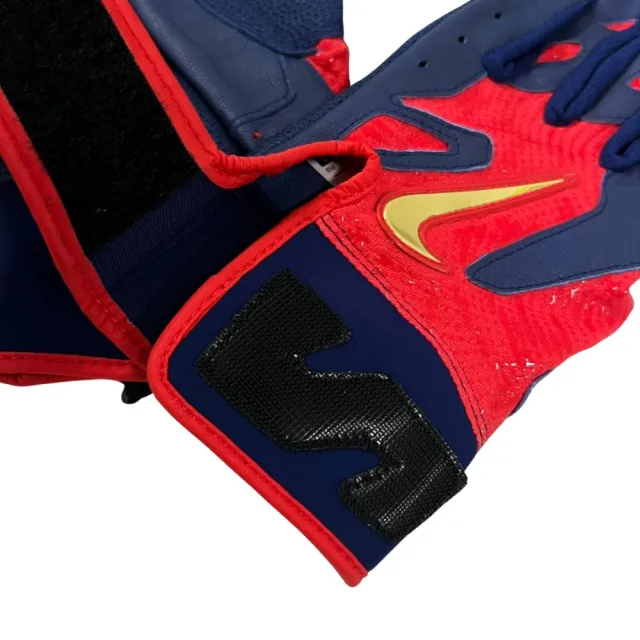 【NIKE 耐吉】ALPHA ELITE 2.0山羊皮成人打擊手套深藍X紅一雙入(N1013006638)