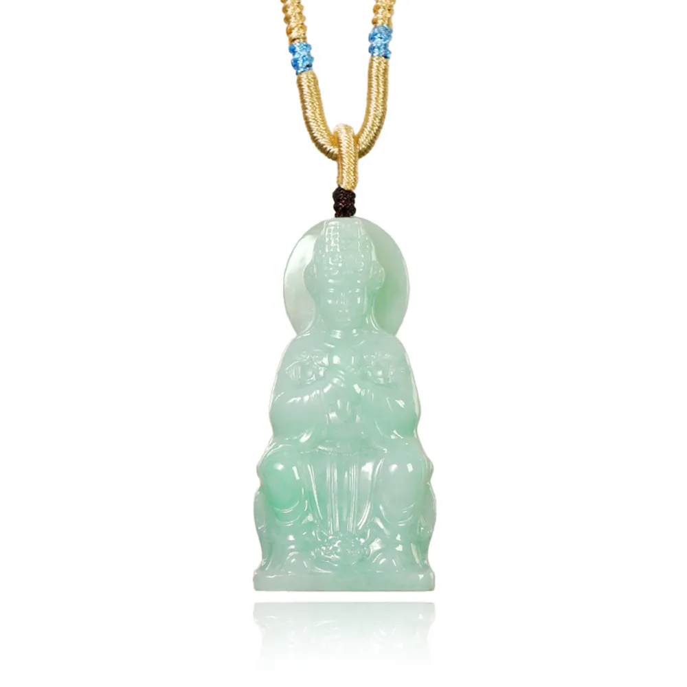 【正佳珠寶】翡翠 頂級冰糯種飄陽綠 天上聖母媽祖 22.1g 天然A貨翡翠吊墜