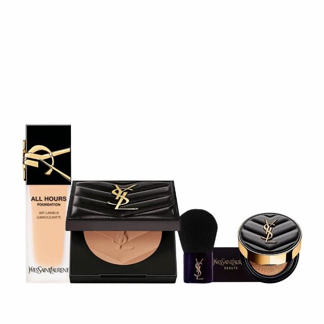 【YSL】官方直營 恆久完美持妝底妝組(午夜粉底25ml+蜜粉餅8.5g)