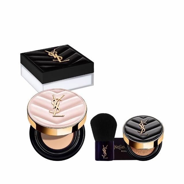 【YSL】官方直營 恆久完美柔霧超模底妝組(恆久完美持久柔霧蜜粉+超模光感精華水氣墊)