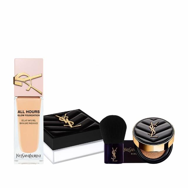 【YSL】官方直營 粉光瓶蜜粉底妝組(恆久完美裸光無瑕粉底露+恆久完美持久柔霧蜜粉)