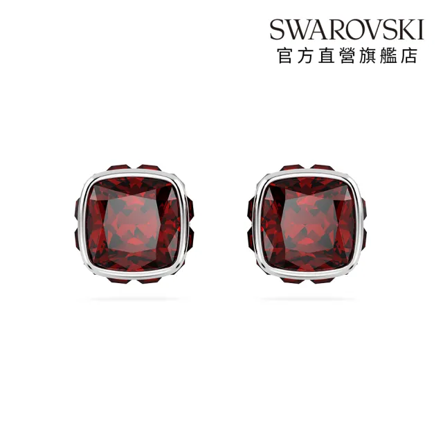 【SWAROVSKI 施華洛世奇】Birthstone 鏈墜/耳釘 方形切割 鍍白金色(24款任選_情人節禮物)