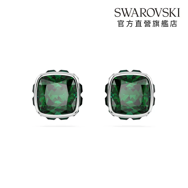 【SWAROVSKI 施華洛世奇】Birthstone 鏈墜/耳釘 方形切割 鍍白金色(24款任選_情人節禮物)