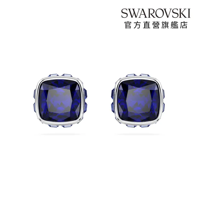 【SWAROVSKI 施華洛世奇】Birthstone 鏈墜/耳釘 方形切割 鍍白金色(24款任選_情人節禮物)