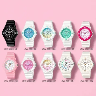 【CASIO 卡西歐】LRW-200H 繽紛色彩學生指針錶(防水100米 錶徑約3.42公分)