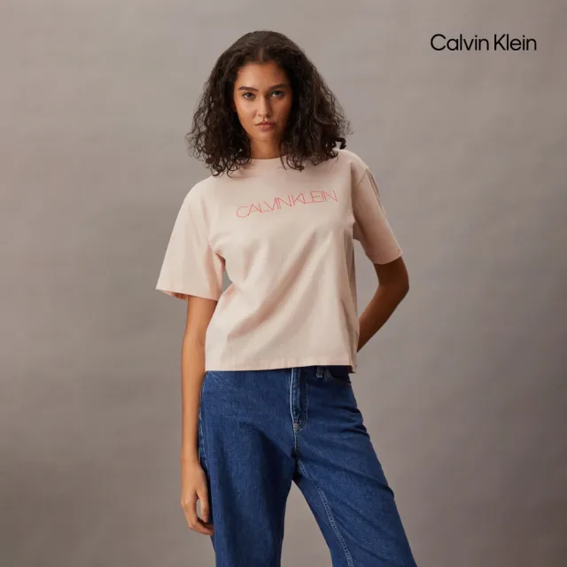 【CALVIN KLEIN】官方旗艦館CK 方正版型標誌 T恤_裸色