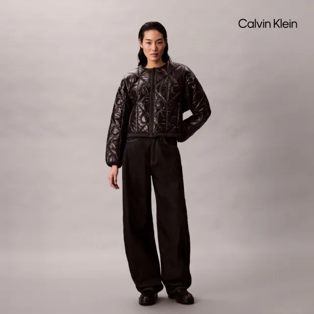 【CALVIN KLEIN】官方旗艦館CK 雙面Logo菱格外套_黑色