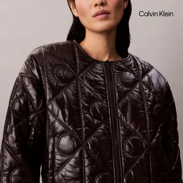 【CALVIN KLEIN】官方旗艦館CK 雙面Logo菱格外套_黑色