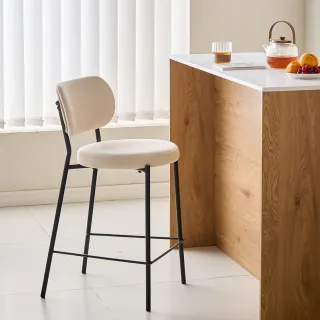 【MH 家居】布羅斯磨砂絨鐵質吧台椅2入-61cm(高腳椅/吧椅)