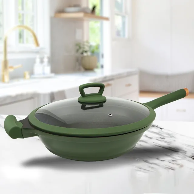 美國製Phantom Chef陶瓷強化不沾深形炒鍋-32cm-2支(炒鍋)