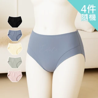 【伊黛爾】隨機4件組-極致彈潤 加大款膠原蛋白竹炭中腰內褲(黑/藍/黃/綠/粉)