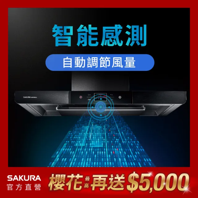 【SAKURA 櫻花】歐化除油煙機渦輪變頻智能風控系列90CM(DR7796SXL 原廠安裝-官方直營)