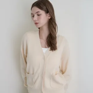 【GIORDANO 佐丹奴】女裝V領毛衣外套(14 淺杏)