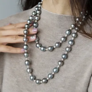 【La Corser】星空鉑金灰系列 9-12mm 天然大溪地海水珍珠 Akoya 珍珠 混珠串鏈 氣質優雅