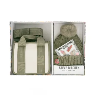 【steve madden】LOGO寬帶兩用包/潮流徽章毛帽禮盒(墨綠色)