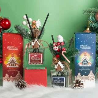 【QIDINA】聖誕糖果雪屋硅藻土香氛擴香瓶-B(聖誕禮物 交換禮物 送禮物 生日禮物 聖誕節)