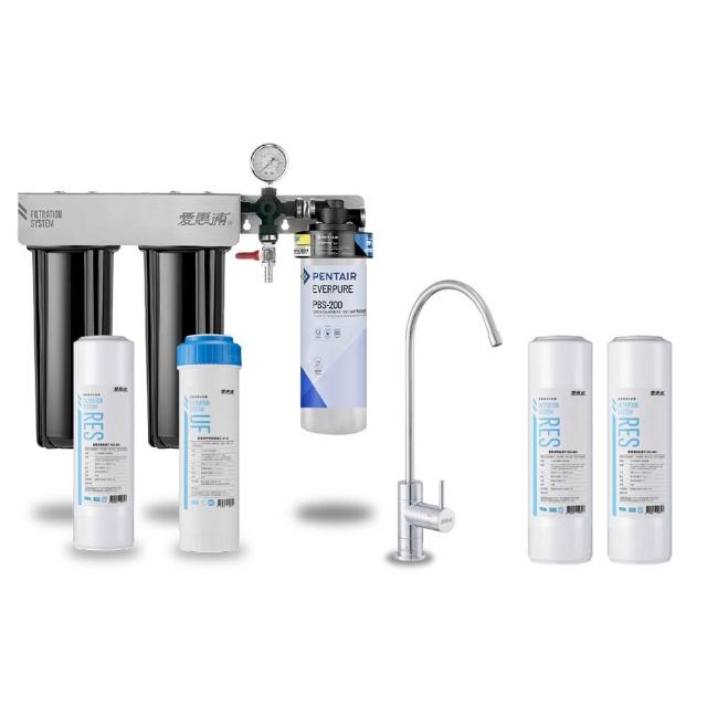 【EVERPURE 愛惠浦】櫥下型 PURVIVE Trio-PBS200無鉛龍頭三道式生飲淨水器(前置樹脂+中空絲膜)