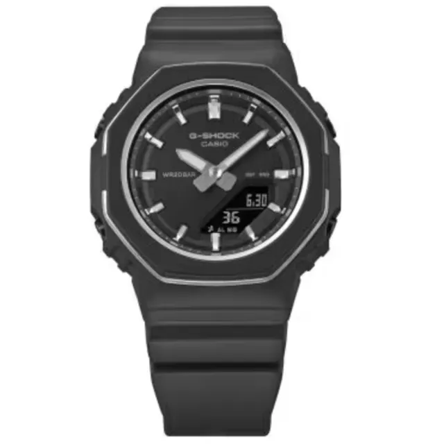 【CASIO 卡西歐】G-SHOCK 數碼指針系列 低調光澤金屬設計潮流腕錶 黑色 40.5mm(GMA-P2110-1A)