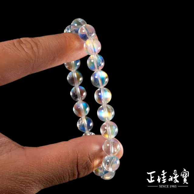 【正佳珠寶】馬島月光 蒐藏級玻璃體彩虹藍 8.8-9.2mm 馬島月光石手珠