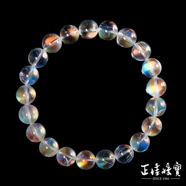 【正佳珠寶】馬島月光 蒐藏級玻璃體彩虹藍 8.8-9.2mm 馬島月光石手珠