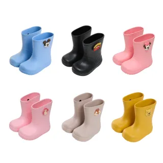 【Disney 迪士尼】米奇 米妮 維尼 奇蒂 小美人魚 麥坤立飾造型釦中筒輕量雨鞋(MIT台灣在地工廠製造)
