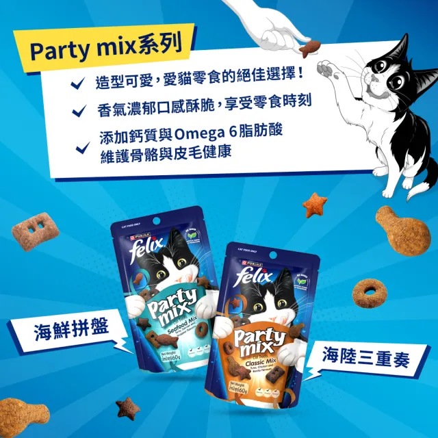 【Friskies 喜躍】貓貓派對餅乾組 60gx16包(Party Mix 香酥餅 貓脆餅)