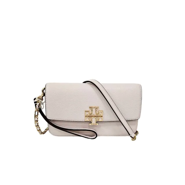 【TORY BURCH】TB Britten 簍空LOGO荔枝紋皮革鏈條WOC手拿斜背包(/贈原廠防塵袋紙袋送禮)