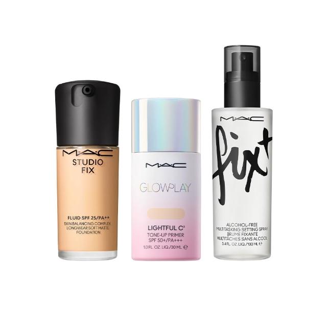 【M.A.C】完美奶霜詐片粉底持妝組(超漾光高防曬妝前乳SPF50+/PA+++&超持妝濾鏡粉底液30ml/防曬/雙11限定)