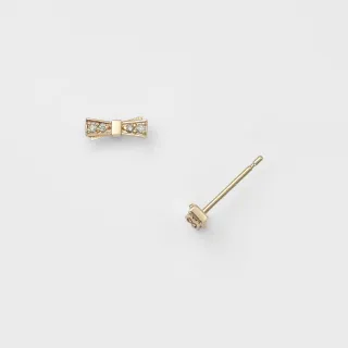 【agete】10K蝴蝶結鑽石耳環