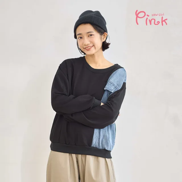 【PINK NEW GIRL】牛仔拼接風格T恤 Z3301BD(2色)