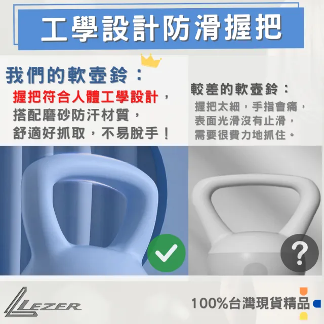 【LEZER】10公斤 軟式壺鈴(安全軟殼 保護地板 環保材質)